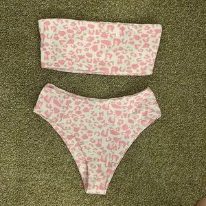 Zaful Pink Cheetah High Waisted Bikini